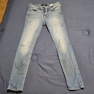 Hollister Blue Skinny Jeans with Vintage Distressing